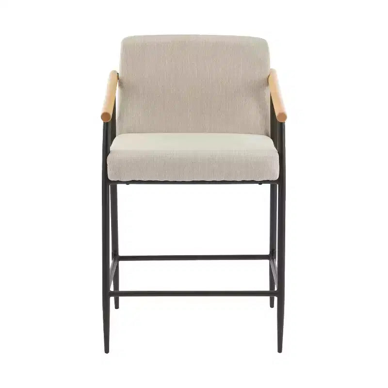 Christopher Knight Home Emil Mid Century Modern Upholstered Counter Stool with Iron Frame (Set of 2)