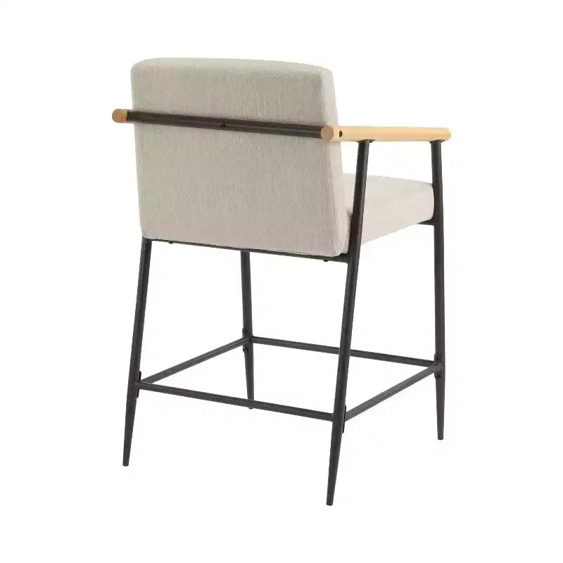 Christopher Knight Home Emil Mid Century Modern Upholstered Counter Stool with Iron Frame (Set of 2)