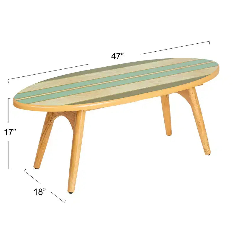 Surfboard Oval Coffee Table, Multicolor