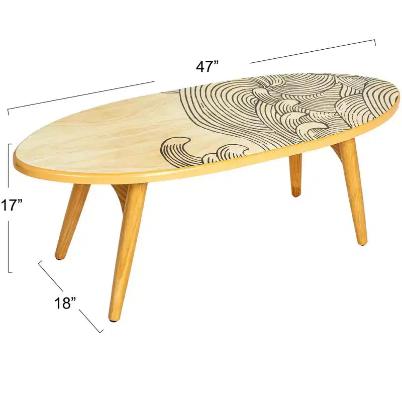 Surfboard Oval Coffee Table, Multicolor