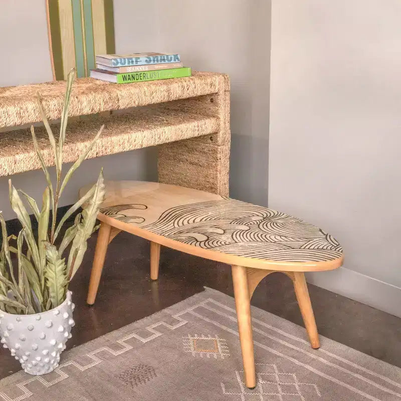 Surfboard Oval Coffee Table, Multicolor