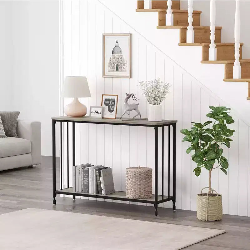 Entryway Table, 2-Tier Entryway Console Table, Narrow Sofa Table, Industrial Console Table for Hallway, Entryway, Living Room, Foyer