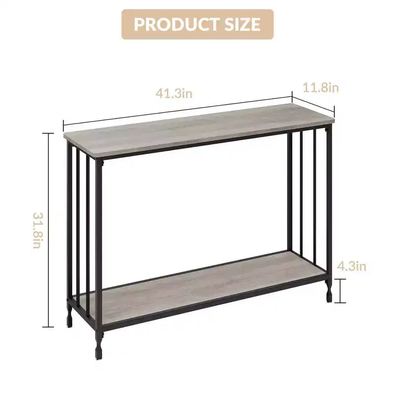 Entryway Table, 2-Tier Entryway Console Table, Narrow Sofa Table, Industrial Console Table for Hallway, Entryway, Living Room, Foyer