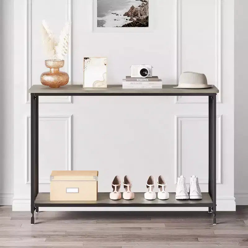 Entryway Table, 2-Tier Entryway Console Table, Narrow Sofa Table, Industrial Console Table for Hallway, Entryway, Living Room, Foyer
