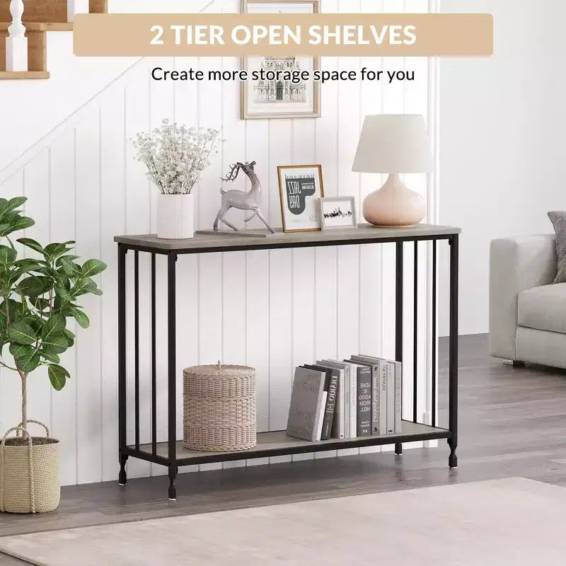 Entryway Table, 2-Tier Entryway Console Table, Narrow Sofa Table, Industrial Console Table for Hallway, Entryway, Living Room, Foyer