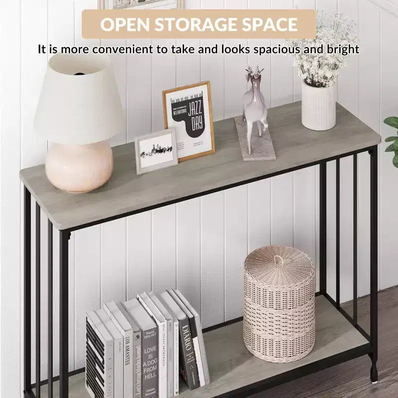 Entryway Table, 2-Tier Entryway Console Table, Narrow Sofa Table, Industrial Console Table for Hallway, Entryway, Living Room, Foyer