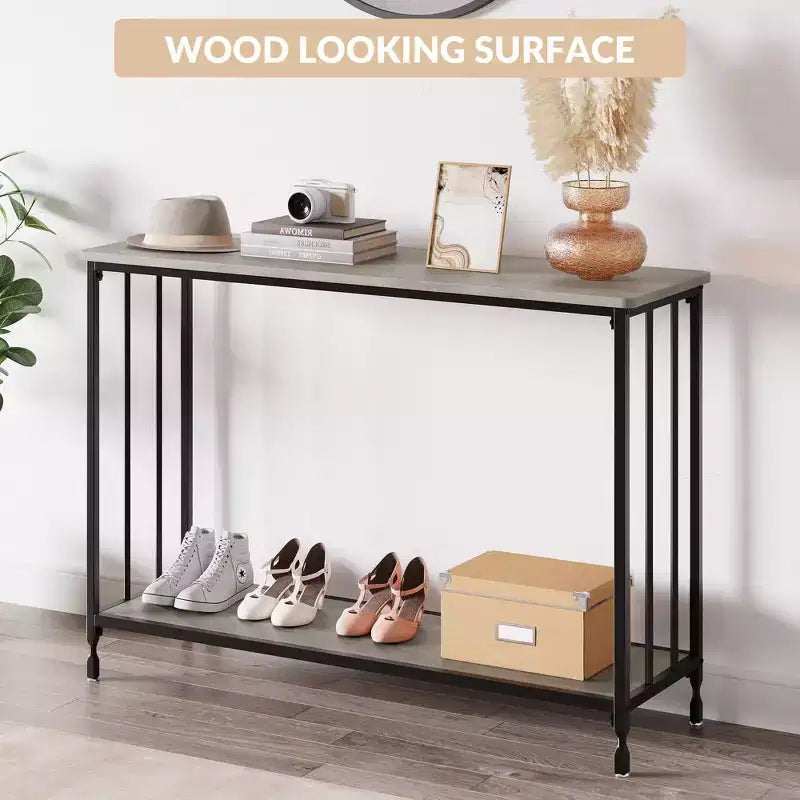 Entryway Table, 2-Tier Entryway Console Table, Narrow Sofa Table, Industrial Console Table for Hallway, Entryway, Living Room, Foyer