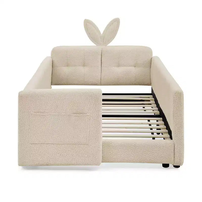 GDFStudio Chloe Twin Size Upholstered Montessori Floor Bed with Safety Rail