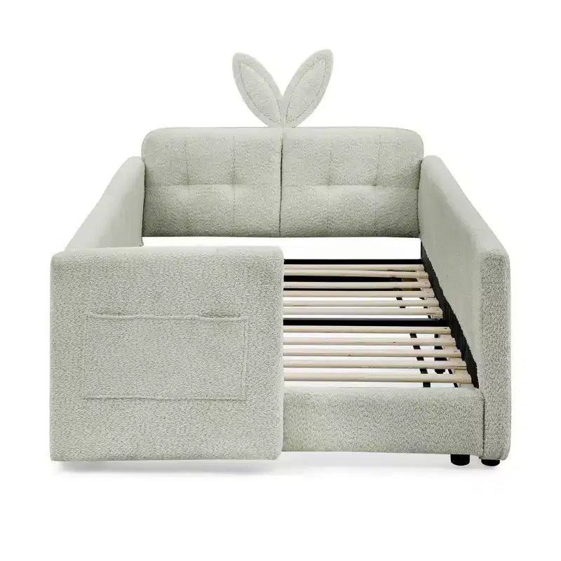 GDFStudio Chloe Twin Size Upholstered Montessori Floor Bed with Safety Rail