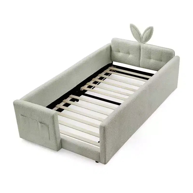 GDFStudio Chloe Twin Size Upholstered Montessori Floor Bed with Safety Rail