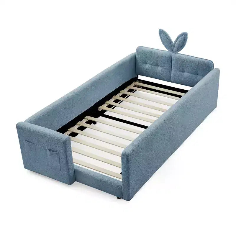 GDFStudio Chloe Twin Size Upholstered Montessori Floor Bed with Safety Rail