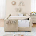 GDFStudio Chloe Twin Size Upholstered Montessori Floor Bed with Safety Rail