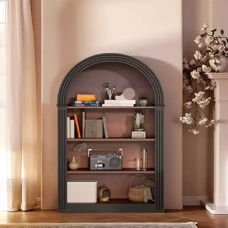GDFStudio Conrad Modern 45.9 Wood Open Floor Arched Bookcase with 4 Shelves