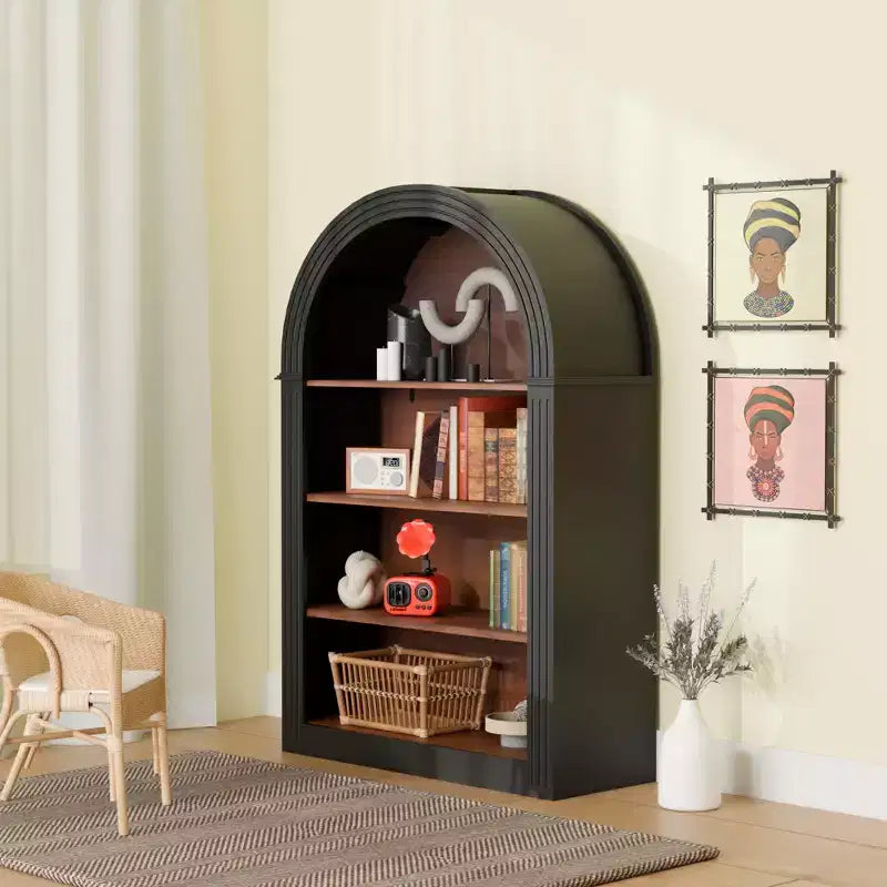 GDFStudio Conrad Modern 45.9 Wood Open Floor Arched Bookcase with 4 Shelves
