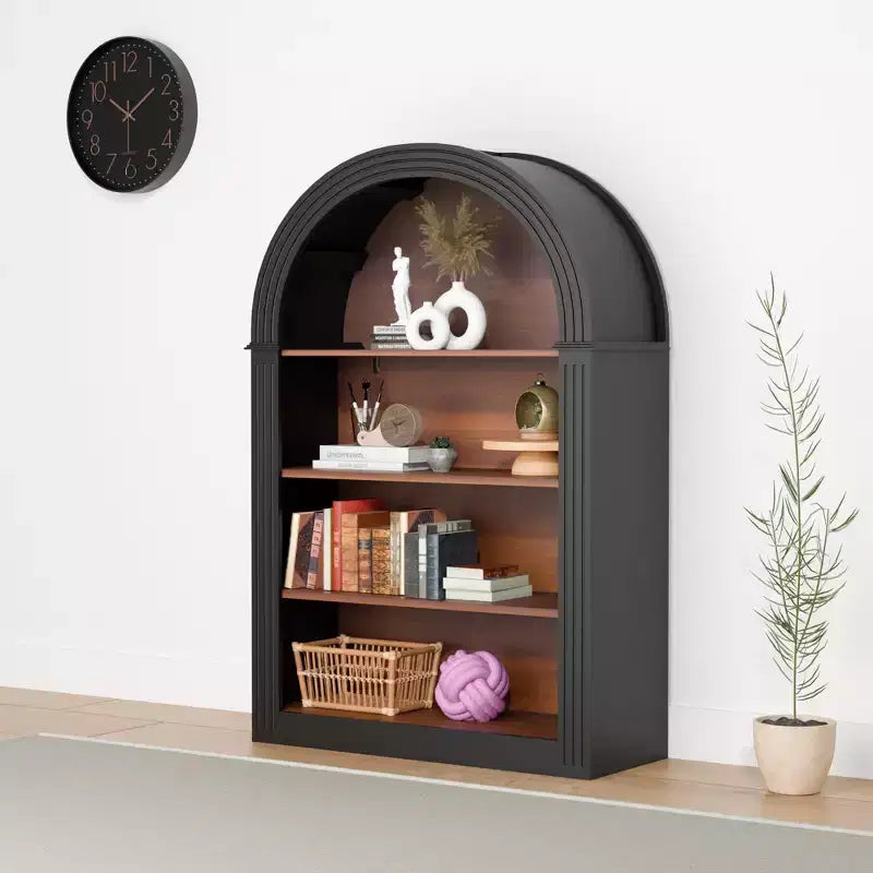 GDFStudio Conrad Modern 45.9 Wood Open Floor Arched Bookcase with 4 Shelves