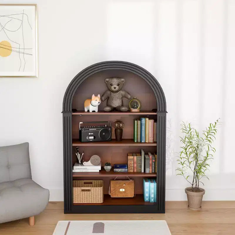 GDFStudio Conrad Modern 45.9 Wood Open Floor Arched Bookcase with 4 Shelves
