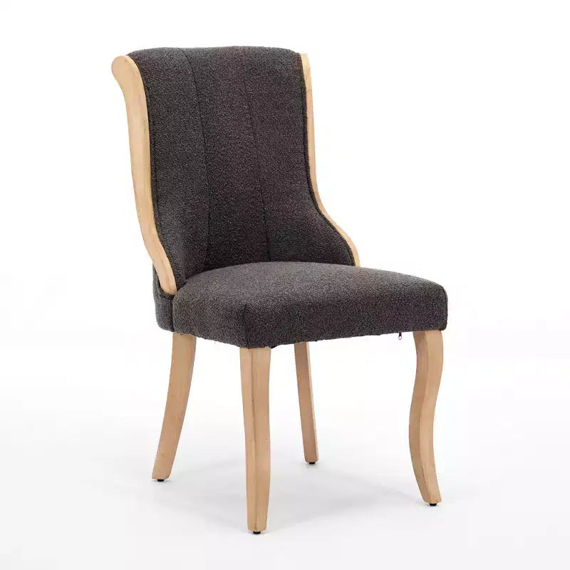 CLIHOME Set of 2 Mid-Century Style Dining Chairs with Curved Wood Trim & Sculpted Legs, Upholstered Comfort Accent Seating