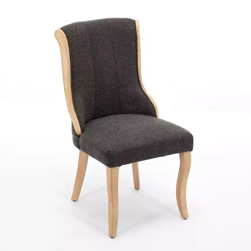 CLIHOME Set of 2 Mid-Century Style Dining Chairs with Curved Wood Trim & Sculpted Legs, Upholstered Comfort Accent Seating