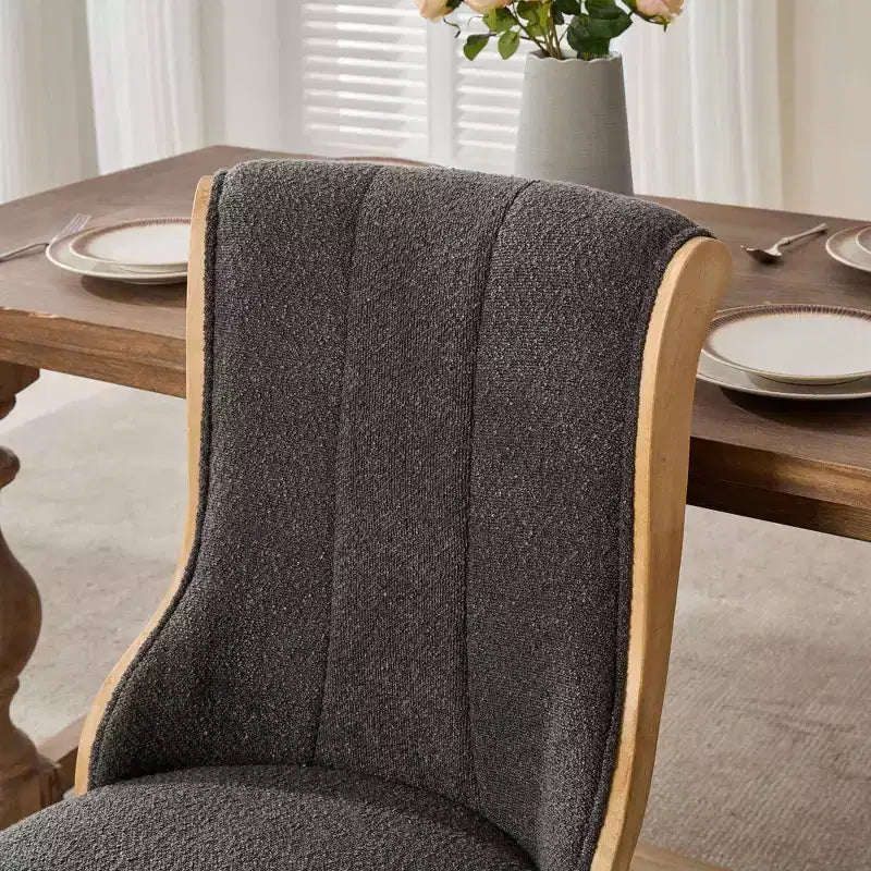 CLIHOME Set of 2 Mid-Century Style Dining Chairs with Curved Wood Trim & Sculpted Legs, Upholstered Comfort Accent Seating