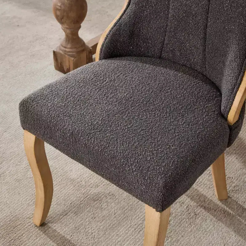 CLIHOME Set of 2 Mid-Century Style Dining Chairs with Curved Wood Trim & Sculpted Legs, Upholstered Comfort Accent Seating