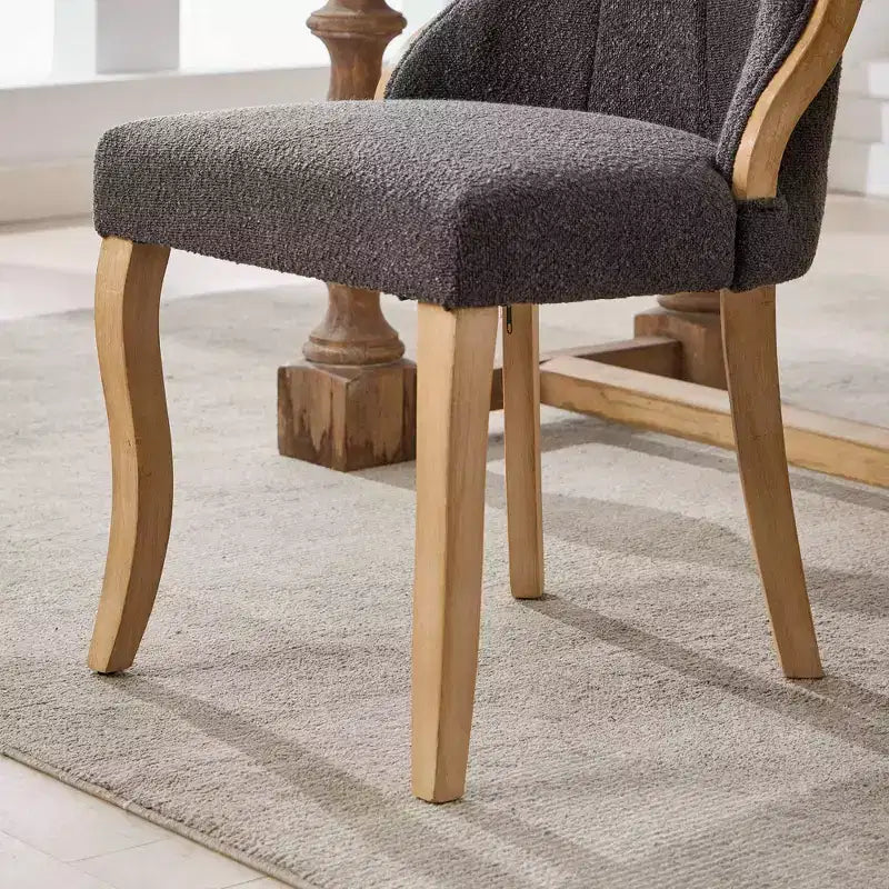CLIHOME Set of 2 Mid-Century Style Dining Chairs with Curved Wood Trim & Sculpted Legs, Upholstered Comfort Accent Seating