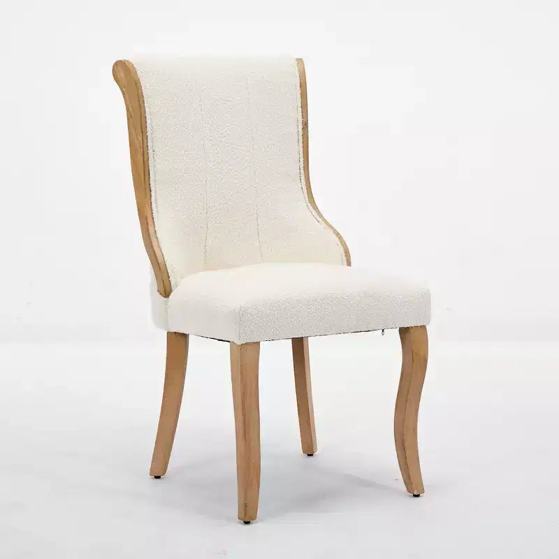 CLIHOME Set of 2 Mid-Century Style Dining Chairs with Curved Wood Trim & Sculpted Legs, Upholstered Comfort Accent Seating