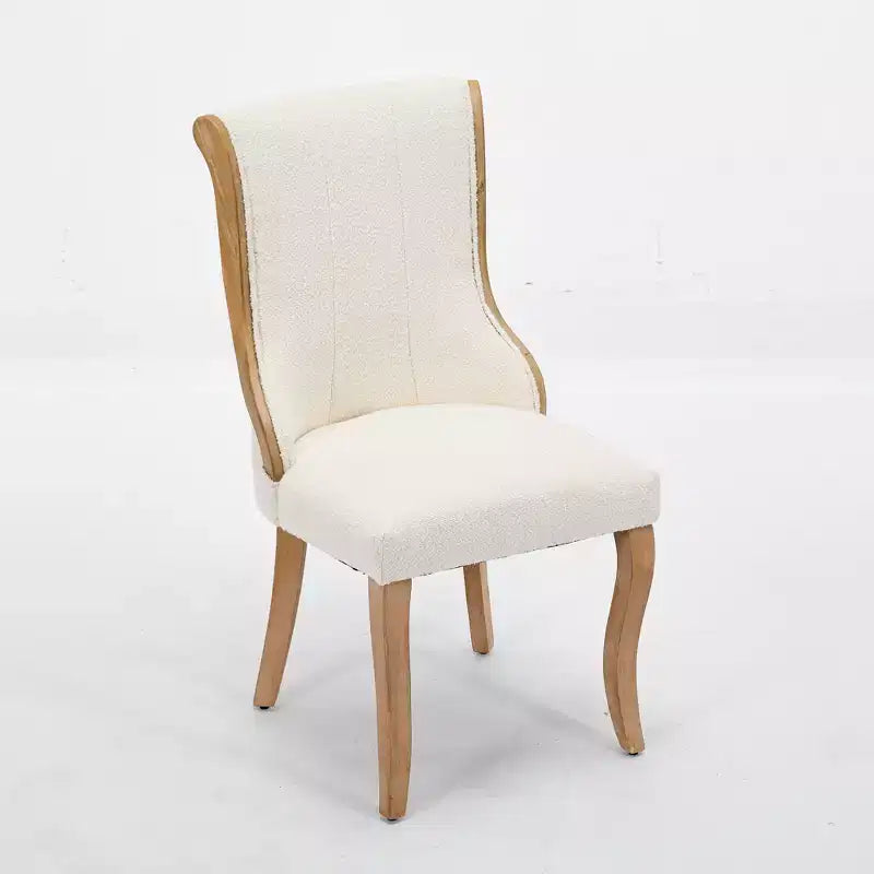 CLIHOME Set of 2 Mid-Century Style Dining Chairs with Curved Wood Trim & Sculpted Legs, Upholstered Comfort Accent Seating