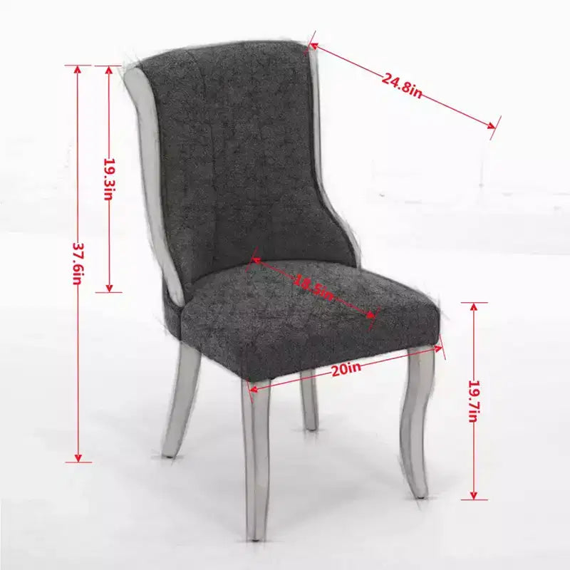 CLIHOME Set of 2 Mid-Century Style Dining Chairs with Curved Wood Trim & Sculpted Legs, Upholstered Comfort Accent Seating
