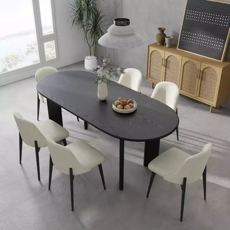 PexFix 67 x 33.5 Black Solid Wood Farmhouse Dining Table Oval Wood Top for Modern Dining Rooms & Family Gatherings