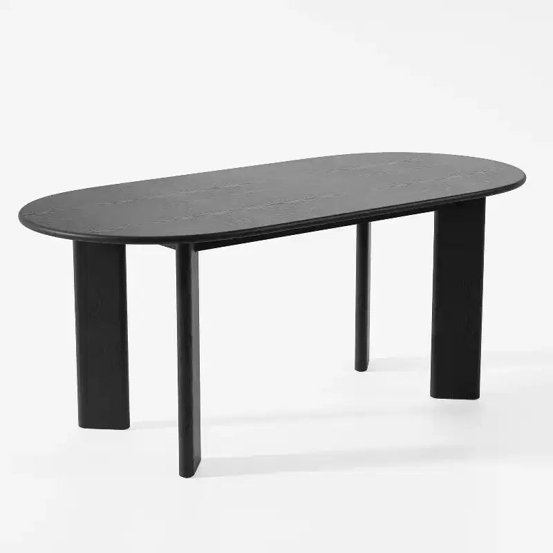 PexFix 67 x 33.5 Black Solid Wood Farmhouse Dining Table Oval Wood Top for Modern Dining Rooms & Family Gatherings