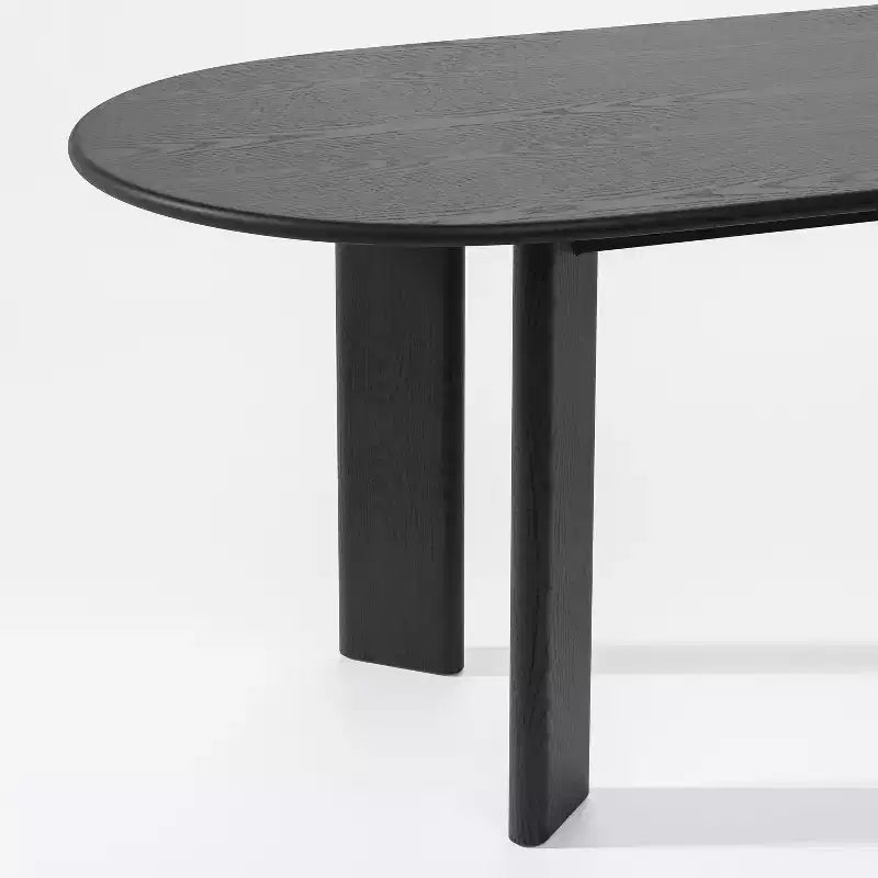 PexFix 67 x 33.5 Black Solid Wood Farmhouse Dining Table Oval Wood Top for Modern Dining Rooms & Family Gatherings