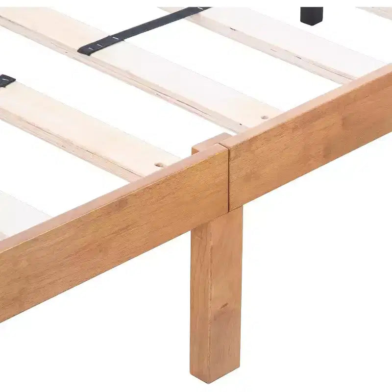 Acekool Solid Wood Platform Bed - Queen Size with Wood Slat Support & Underbed Storage
