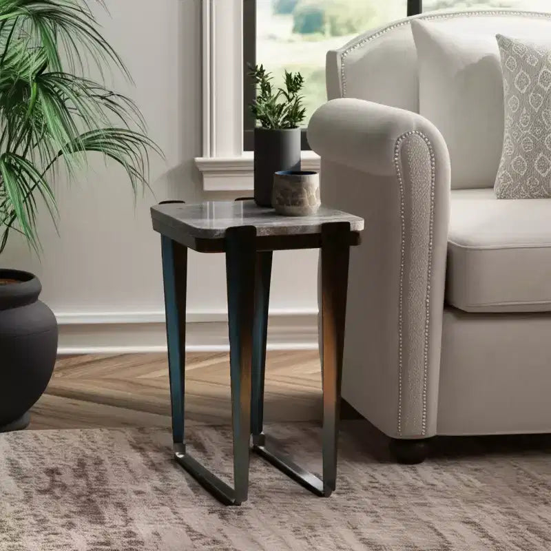 Metal & Aluminum Accent Table - Bronze Multi-Color Finish, Modern Side Table for Home, Office, Bedroom & Living Room Decor, 24 Inches