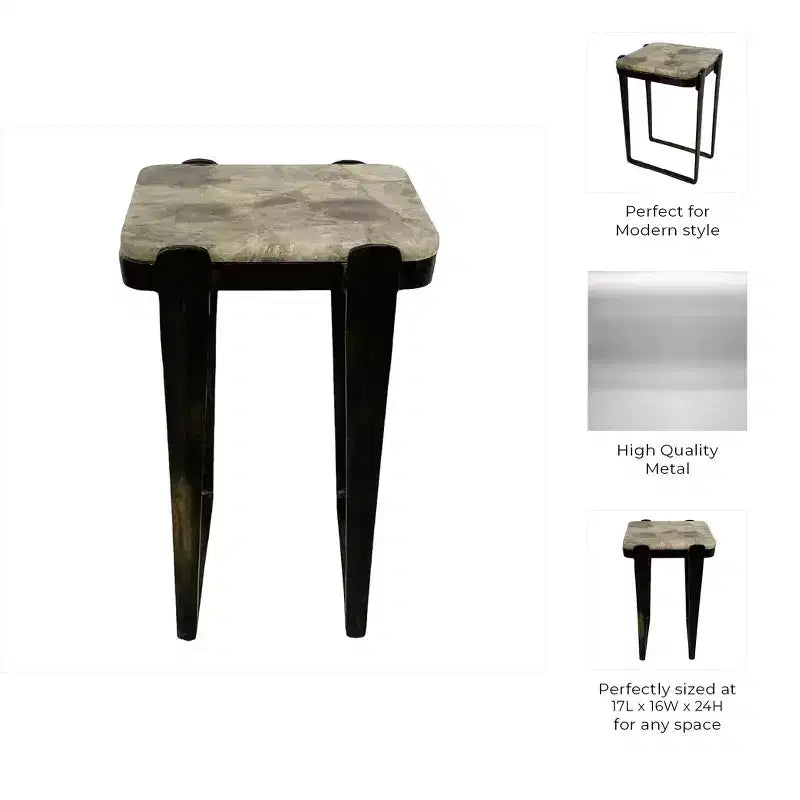 Metal & Aluminum Accent Table - Bronze Multi-Color Finish, Modern Side Table for Home, Office, Bedroom & Living Room Decor, 24 Inches