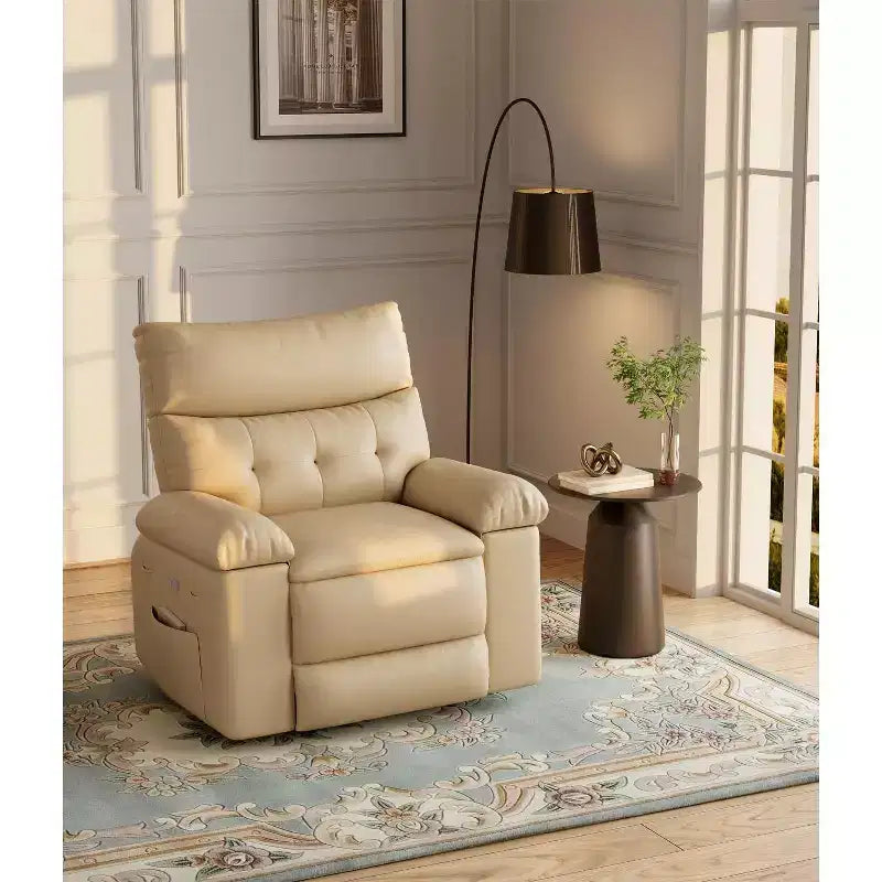 TROPOW Recliner Chair for Adults,PU Leather Electric Rocker Recliner,360 Degree Swivel Lounge Chair with Side Pocket,Modern Massage Recliner Chair