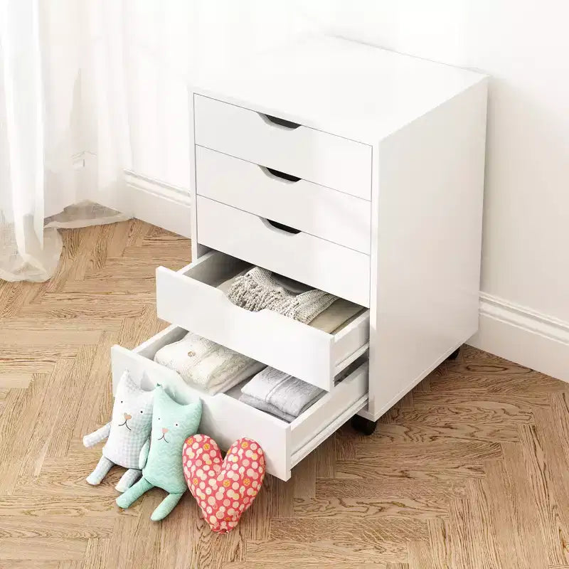 GALAXHERO 5-Drawer Chest, Wood Storage File Cabinet for Home Office or Study, Mobile Design with Wheels
