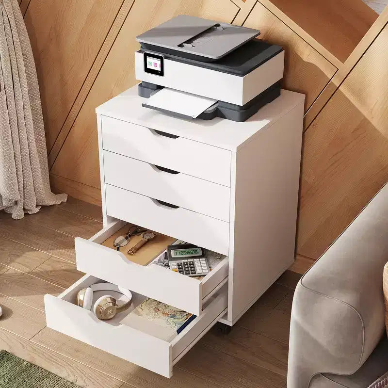 GALAXHERO 5-Drawer Chest, Wood Storage File Cabinet for Home Office or Study, Mobile Design with Wheels