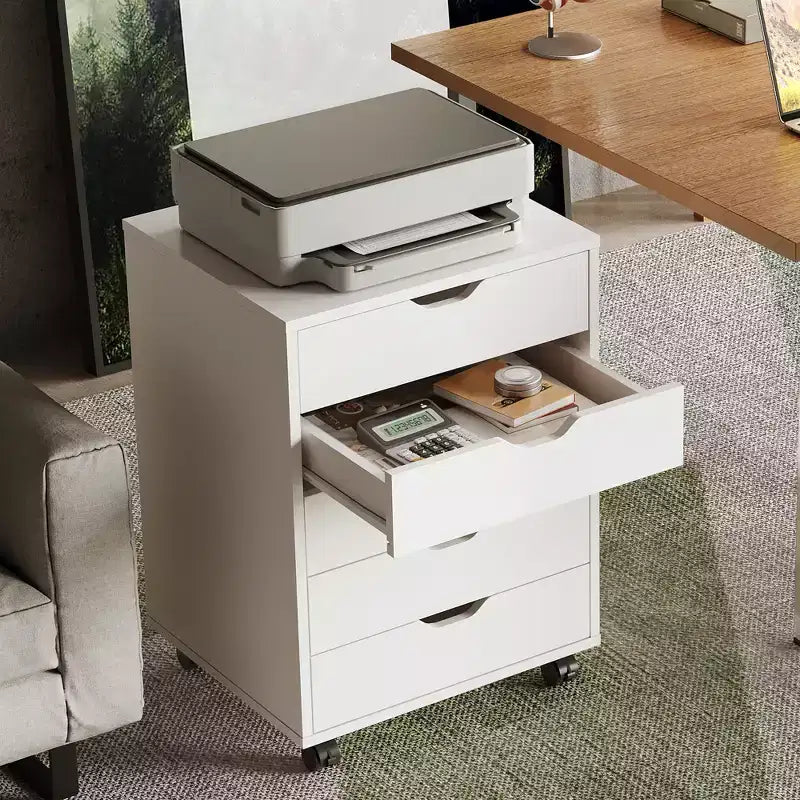 GALAXHERO 5-Drawer Chest, Wood Storage File Cabinet for Home Office or Study, Mobile Design with Wheels