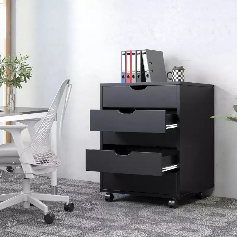 GALAXHERO 5-Drawer Chest, Wood Storage File Cabinet for Home Office or Study, Mobile Design with Wheels