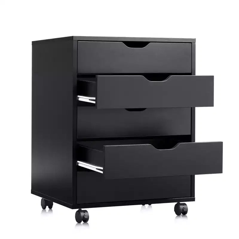 GALAXHERO 5-Drawer Chest, Wood Storage File Cabinet for Home Office or Study, Mobile Design with Wheels