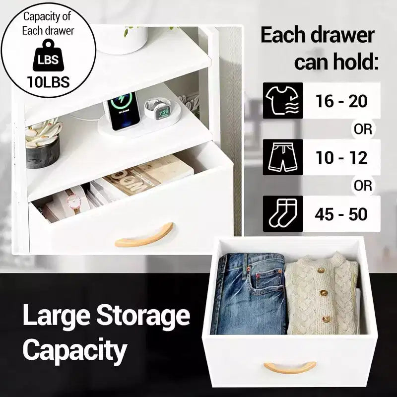 Chest of Drawers for Bedroom, Storage Organizer Unit with 4 Drawers and Open Shelf, Metal Frame, Modern Dresser for Living Room