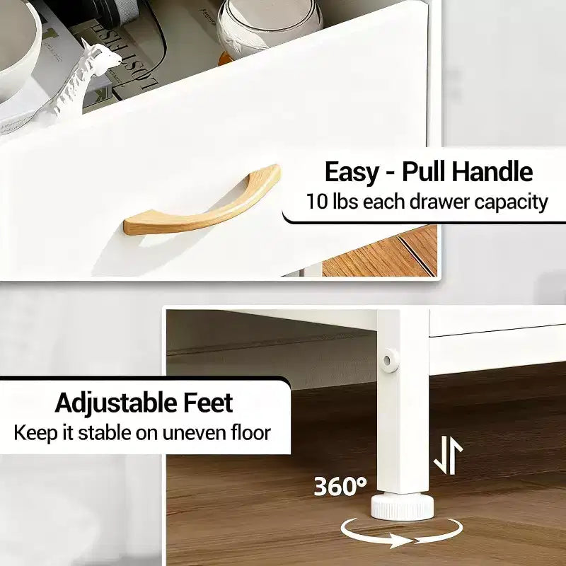Chest of Drawers for Bedroom, Storage Organizer Unit with 4 Drawers and Open Shelf, Metal Frame, Modern Dresser for Living Room