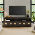 70 TV Stand for TVs Up to 85, Mid Century Modern Entertainment Center with Storage Engraving Drawer and Open Shelves, for Living Room, Bedroom