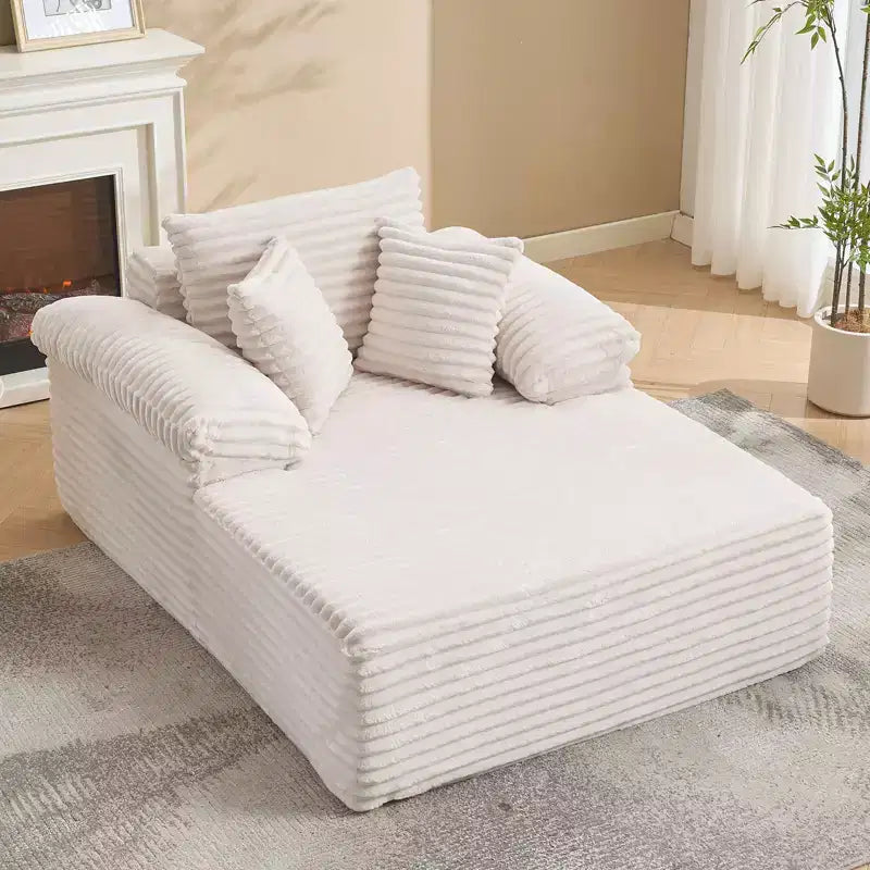 48.8''W Oversized Chaise Lounge Chair Sofa Bed, Corduroy Upholstered Boneless Sofa Bed with Pillows, Sleeper Sofa for Living Room, Bedroom