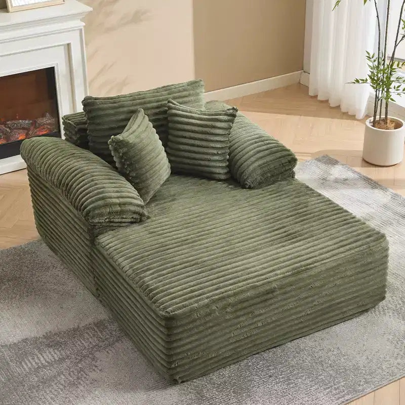 48.8''W Oversized Chaise Lounge Chair Sofa Bed, Corduroy Upholstered Boneless Sofa Bed with Pillows, Sleeper Sofa for Living Room, Bedroom