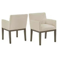 Bodo Weathered Grey Finish Fabric Track Arm Dining Chair (Set of 2) - Weathered Grey/Beige - iNSPIREQ