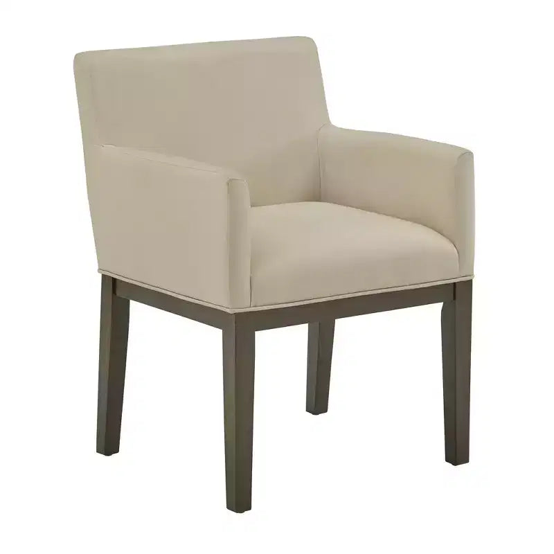 Bodo Weathered Grey Finish Fabric Track Arm Dining Chair (Set of 2) - Weathered Grey/Beige - iNSPIREQ