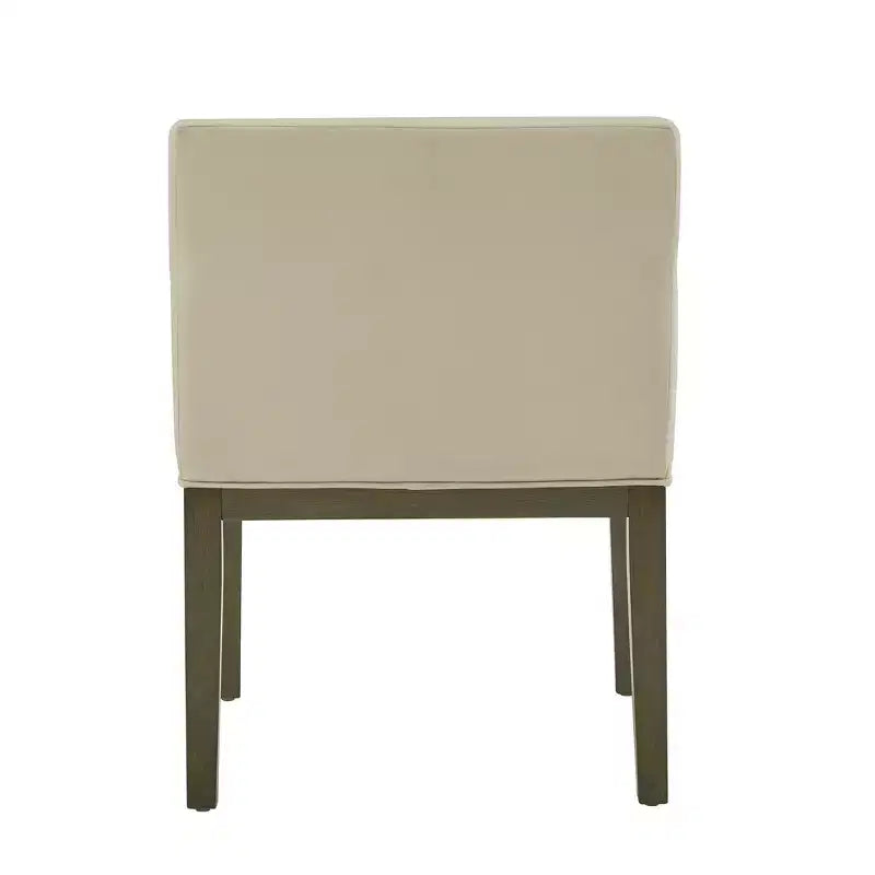 Bodo Weathered Grey Finish Fabric Track Arm Dining Chair (Set of 2) - Weathered Grey/Beige - iNSPIREQ