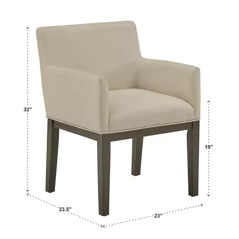 Bodo Weathered Grey Finish Fabric Track Arm Dining Chair (Set of 2) - Weathered Grey/Beige - iNSPIREQ