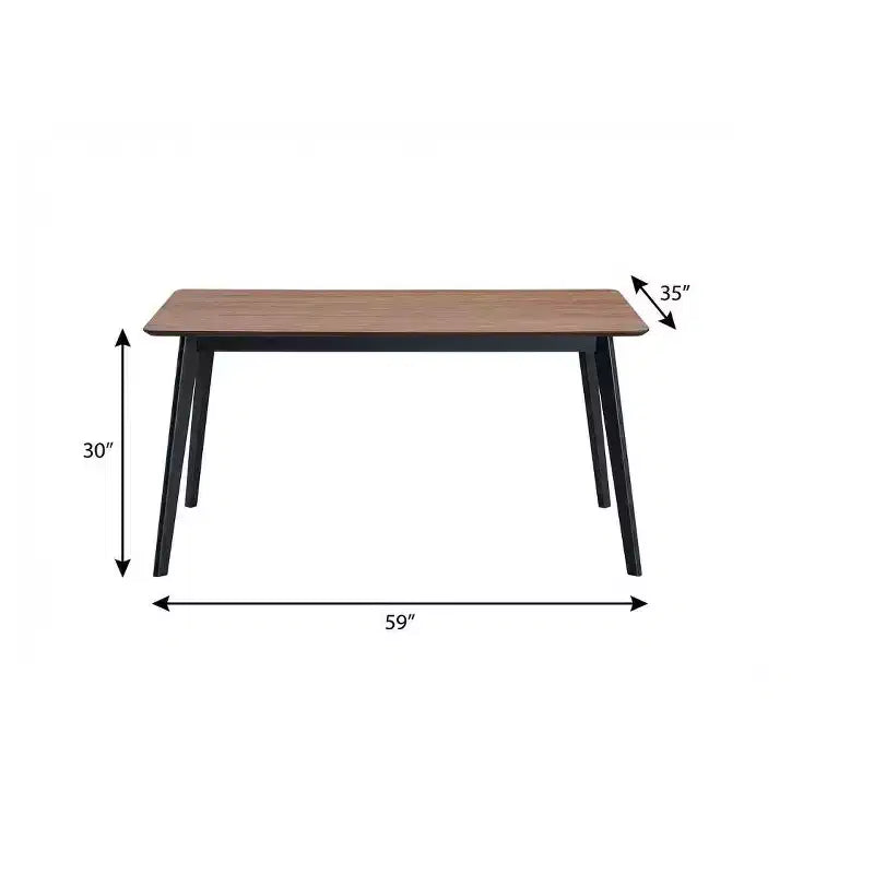 HomeRoots 59 Walnut and Black Wood Dining Table